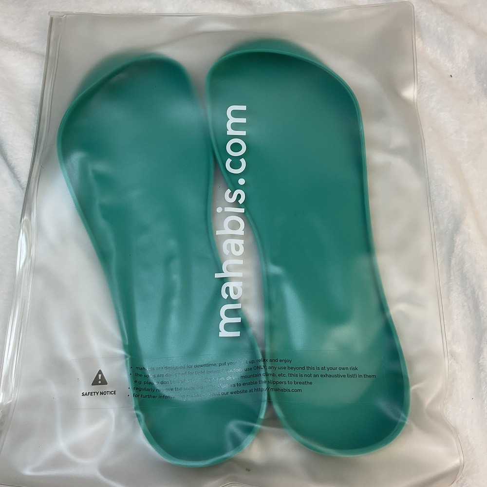 Mahabis NEW Replacement Slipper‎ Soles Teal Blue Green Womens Size 40 / 8.5